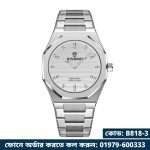 03: BINBOND 818 Silver White | Brand Casual Men's Quartz Watch Octagonal Luxurious And Fashionable