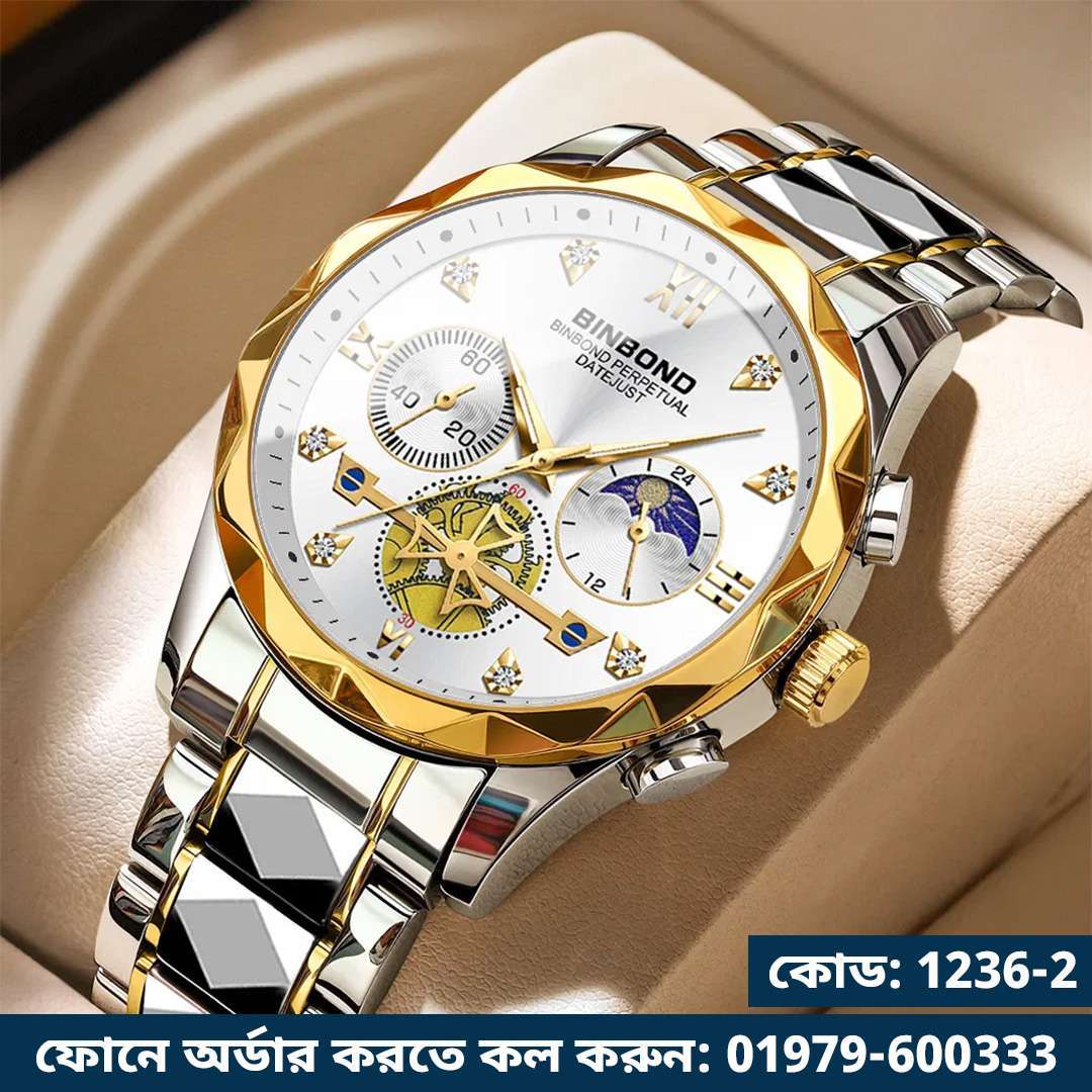 Binbond-1236-2.jpg 19: BINBOND B1236 Gold White | Brand Fashion Tourbillon Dial Quartz Watches Men’s Luxury Stainless Steel - Image 1