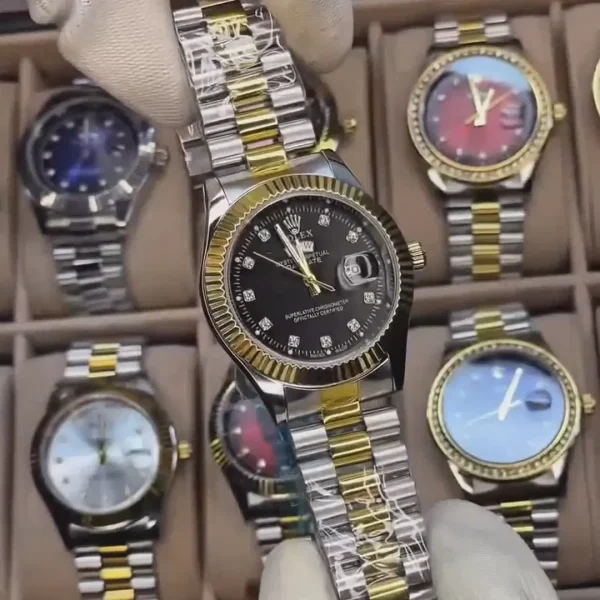 02: RL-4565 | Golden Black | Rolex Quartz Movement Stainless Steel Analog Watch for Men