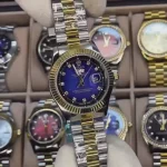 05: RL-4565 | Golden Blue | Rolex Quartz Movement Stainless Steel Analog Watch for Men