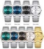 01: POEDAGAR 930 Silver Green Men’s New Luxury Luminous Date Week Stainless Steel Quartz Watch For Men - Image 2