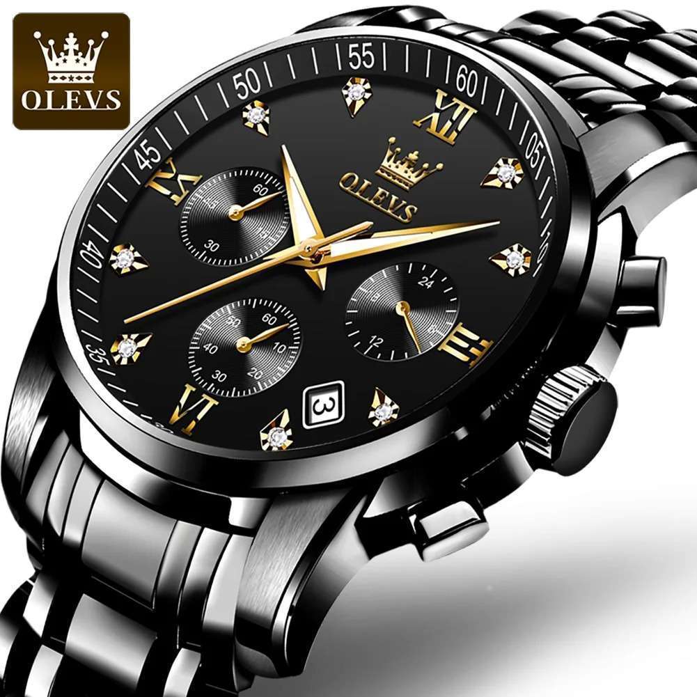 OLEVS-2858-Full-Black-2.jpeg OLEVS 2858 Full Black | Watches for Men Top Brand Luxury Chronograph Luminous Quartz Watch Fashion Business Stainless Steel Wristwatch - Image 1