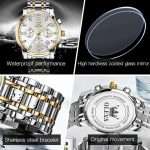 OLEVS 2858 Golden White | Watches for Men Top Brand Luxury Chronograph Luminous Quartz Watch Fashion Business Stainless Steel Wristwatch - Image 3