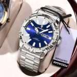 11: POEDAGAR 959 Silver Blue | Luxury Quartz Man Watch Luminous Date Week Men Watch Military Stainless Steel Men's Watches Sport Male Clock - Image 4