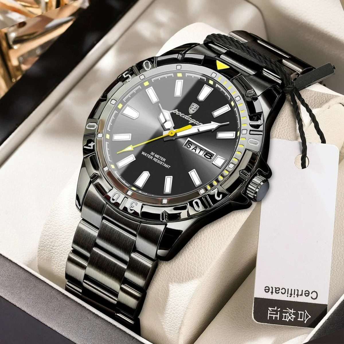 14.POEDAGAR 959 Full Black | Luxury Quartz Man Watch Luminous Date Week Men Watch Military Stainless Steel Men's Watches Sport Male Clock - Image 2