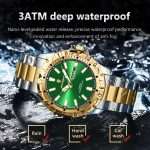 12: POEDAGAR 959 Golden Green | Luxury Quartz Man Watch Luminous Date Week Men Watch Military Stainless Steel Men's Watches Sport Male Clock - Image 6