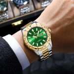 12: POEDAGAR 959 Golden Green | Luxury Quartz Man Watch Luminous Date Week Men Watch Military Stainless Steel Men's Watches Sport Male Clock - Image 3