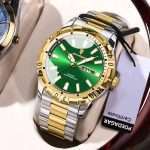 12: POEDAGAR 959 Golden Green | Luxury Quartz Man Watch Luminous Date Week Men Watch Military Stainless Steel Men's Watches Sport Male Clock - Image 2