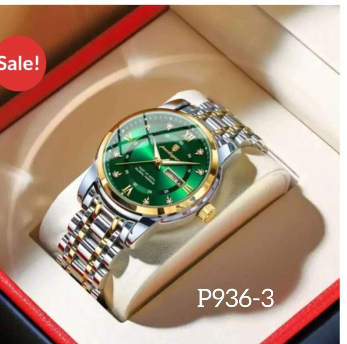 POEDAGAR 936 Golden Blue | Brand New Fashion Quartz Watch for Men Stainless Steel Sports Luminous Date Week Luxury Men' - Image 1