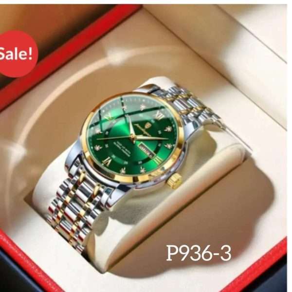 POEDAGAR 936 Golden Blue | Brand New Fashion Quartz Watch for Men Stainless Steel Sports Luminous Date Week Luxury Men'