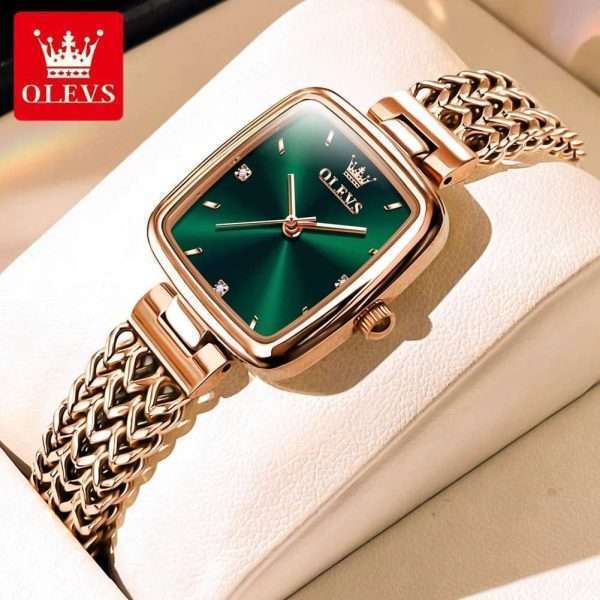 OLEVS 9951 Golden Green | Elegant Women's Watch Trend Waterproof Simple Atmosphere Stainless Steel Quartz Wrist watch Original Certification
