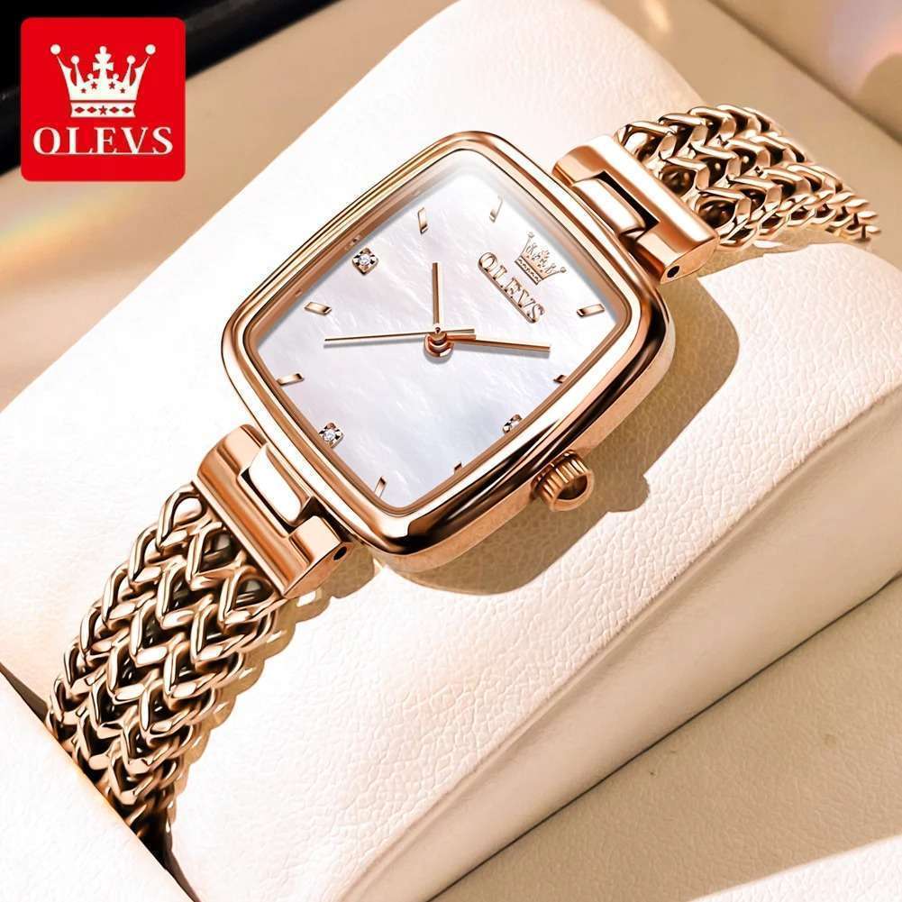 main-image-9-2-1.jpeg OLEVS 9951 Golden White | Elegant Women's Watch Trend Waterproof Simple Atmosphere Stainless Steel Quartz Wrist watch Original Certification - Image 1