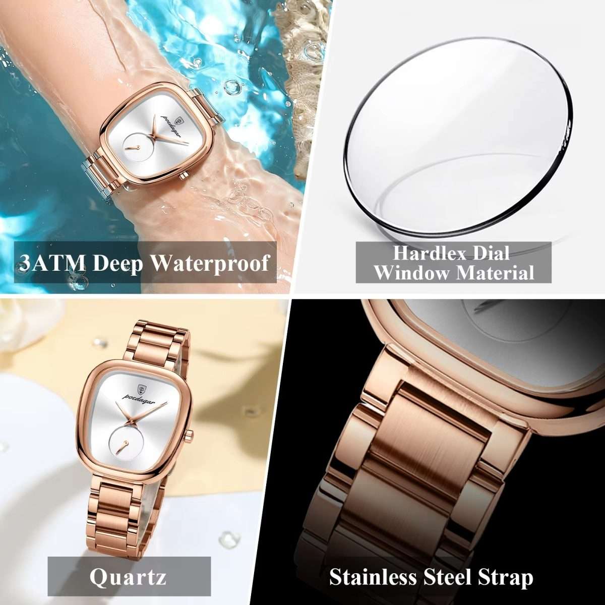 01: POEDAGAR 783 Maroon, Luxury Elegant Women's Watch, Waterproof Stainless Steel Quartz Movement, High Quality and Stylish - Image 2