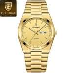 05: POEDAGAR 930 Full Gold Men’s New Luxury Luminous Date Week Stainless Steel Quartz Watch For Men