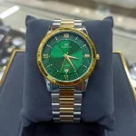 01| BESTWIN 232 | Golden Green Two-tone Wrist Watch For Men Super Premium Quality Quartz Movement Active Auto Date Full Stainless Steel Attractive Green Dial Waterproof Fashionable Formal Watch - Image 2