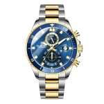 03: OLENSE 9009m New Stainless Steel Mens Watches Classic Six Pointers Multifunction Quartz Watch Casual Waterproof Date Chronograph Clock